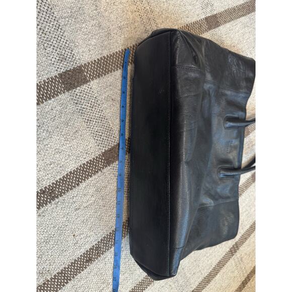 Claudia Firenze Black Leather Tote Bag Purse Large Italy - Picture 10 of 12